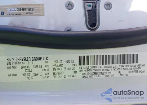 2014 Jeep Compass Sport из США, поврежденный, VIN 1C4NJDBB6ED749233